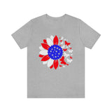 Patriotic Sunflower, Red White and Blue flower and Butterflies, 4th of July, USA, Flag sunflower, American Shirt, Merica, Stars and Stripes