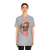 Patriotic Pug, Red White and Blue shirt, 4th of July, USA, American Shirt, Merica, Stars and stripes, Fun America shirt, Dog shirt