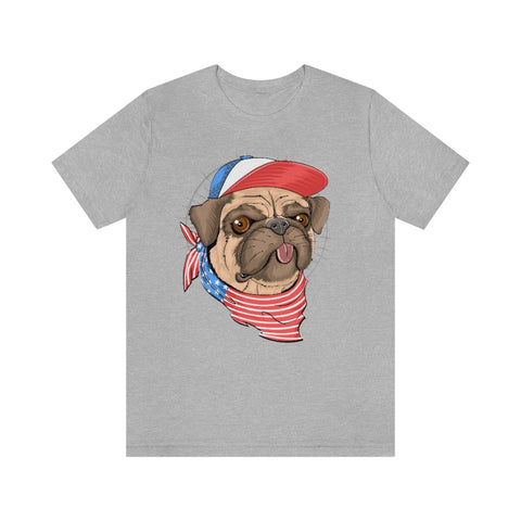 Patriotic Pug, Red White and Blue shirt, 4th of July, USA, American Shirt, Merica, Stars and stripes, Fun America shirt, Dog shirt