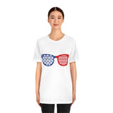 Patriotic sunglasses, Red White and Blue shirt, 4th of July, USA, American Shirt, Merica, Stars and stripes, Fun America shirt,